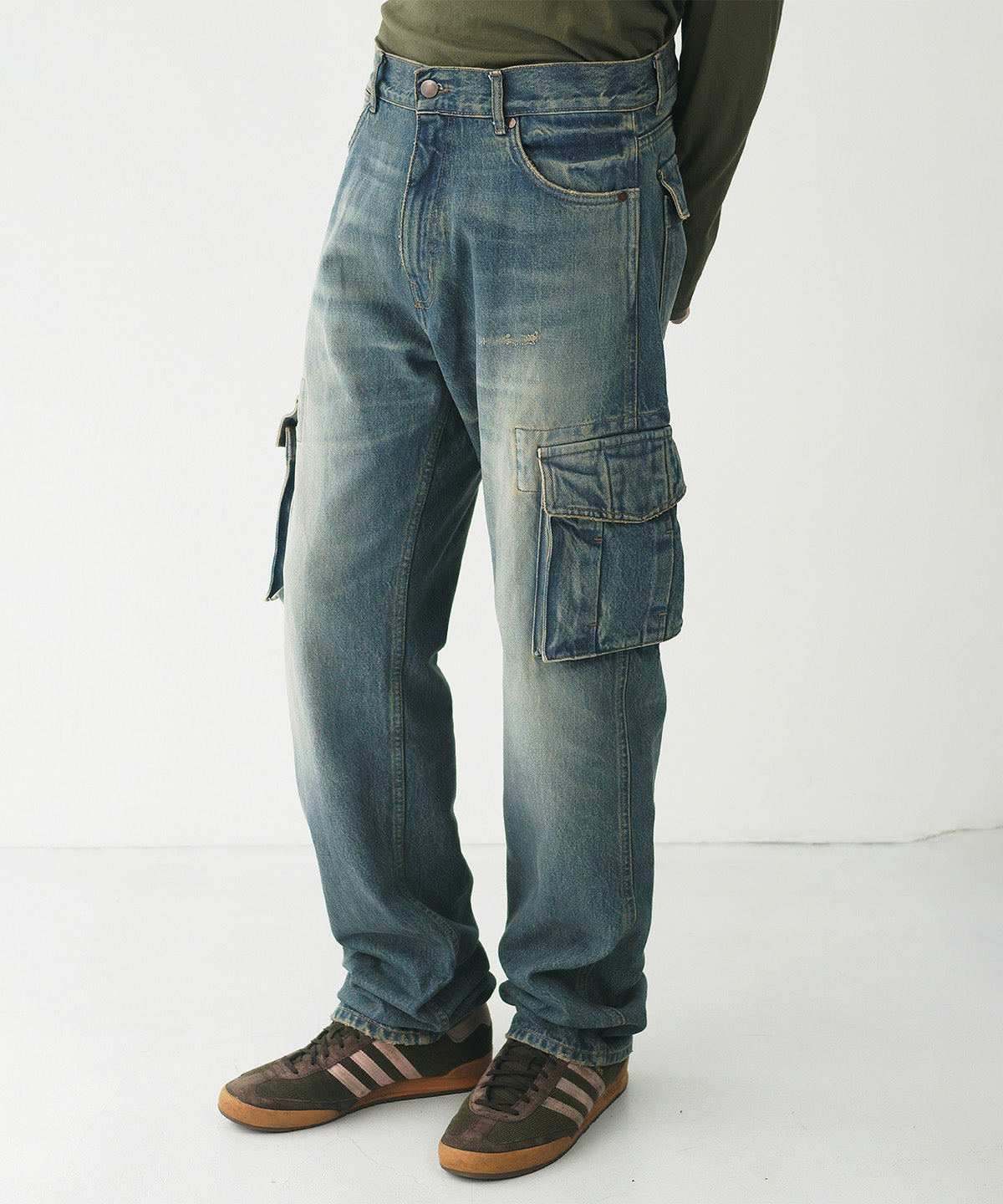 Denim cargo trousers