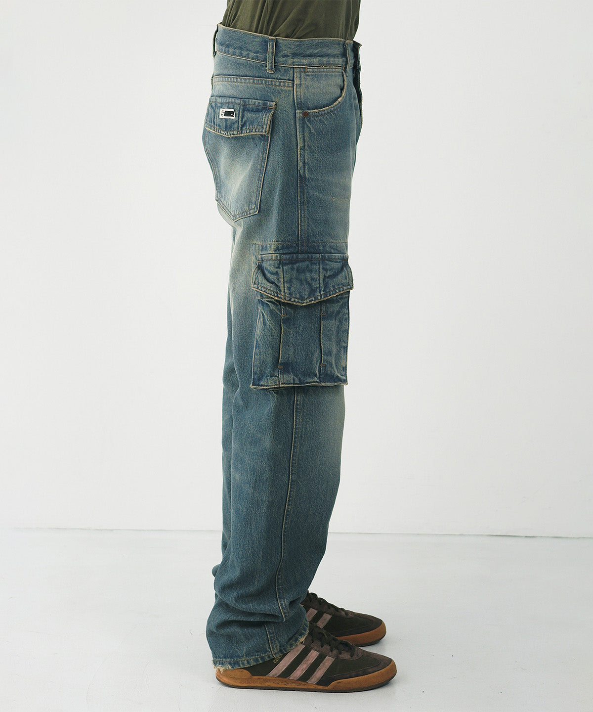 Denim cargo trousers