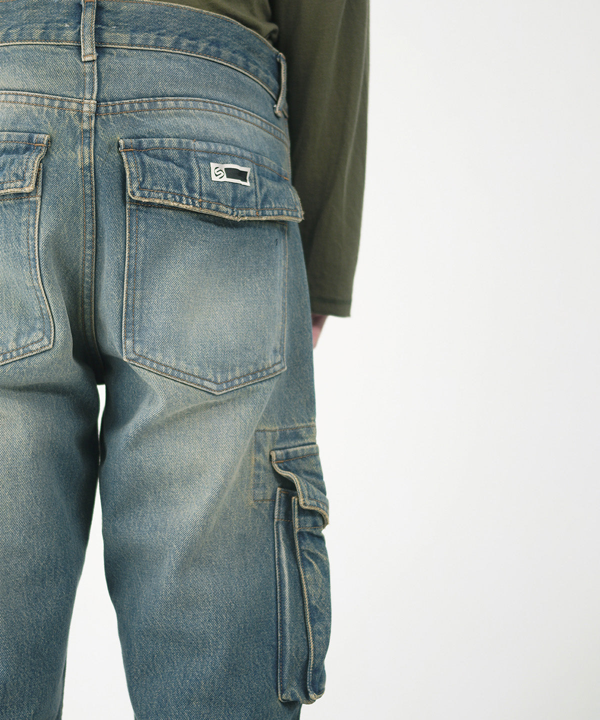 Denim cargo trousers