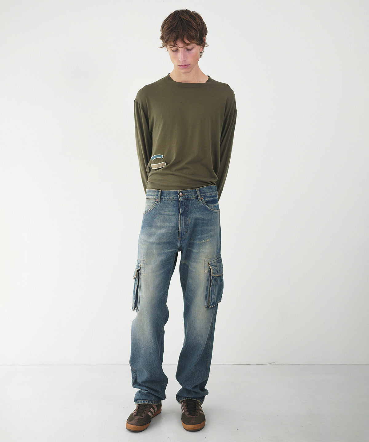 Denim cargo trousers